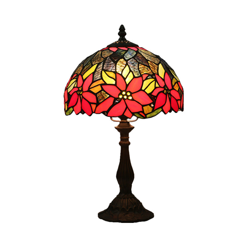 Bowled Beauty: Mediterranean Flower Patterned Desk Lamp In Bronze