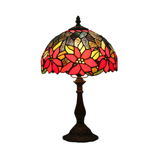 Bowled Beauty: Mediterranean Flower Patterned Desk Lamp In Bronze