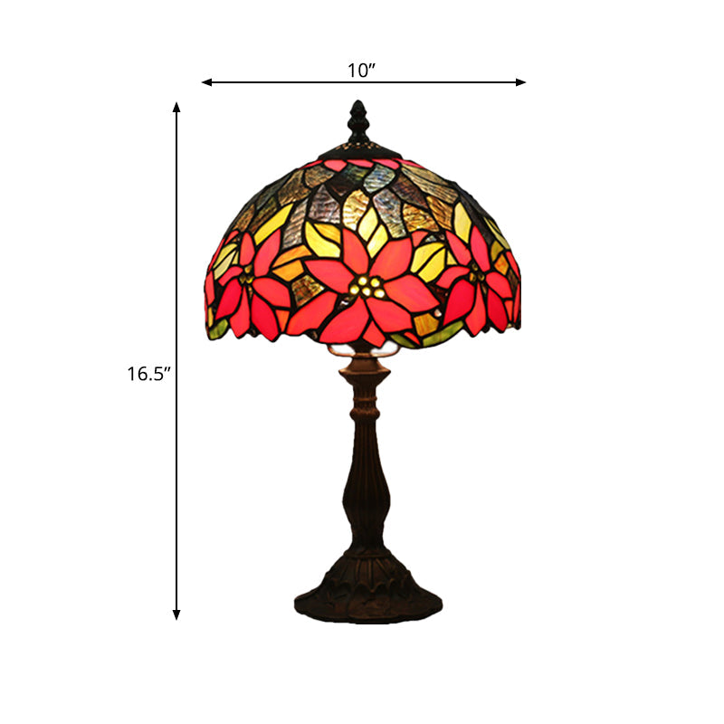 Bowled Beauty: Mediterranean Flower Patterned Desk Lamp In Bronze