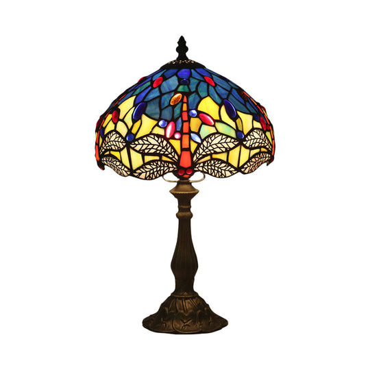 Hélène - Baroque Baroque Dragonfly Task Lamp 1 Head Hand Cut Glass Night Table Light in Bronze for Bedroom