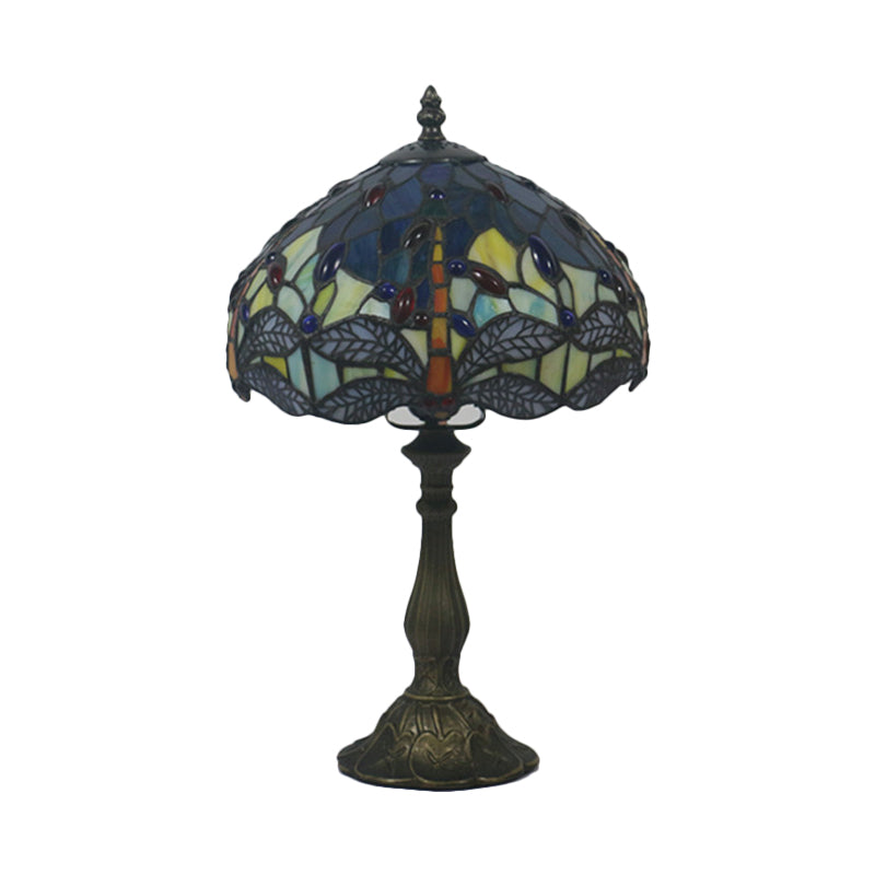 Hélène - Baroque Baroque Dragonfly Task Lamp 1 Head Hand Cut Glass Night Table Light in Bronze for Bedroom