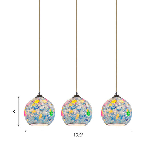 Tiffany Glass Pendant Lamp With Stunning Blue Multi Leaf-Pattern Globe - Baroque Ceiling Light