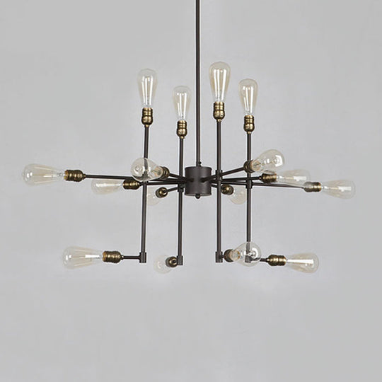 Vintage Industrial Multi-Light Chandelier - Iron Exposed Pendant Lighting for Dining Room, Black