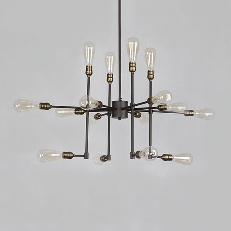 Vintage Industrial Iron Chandelier Pendant Light - Black Multi-Light Fixture For Dining Room