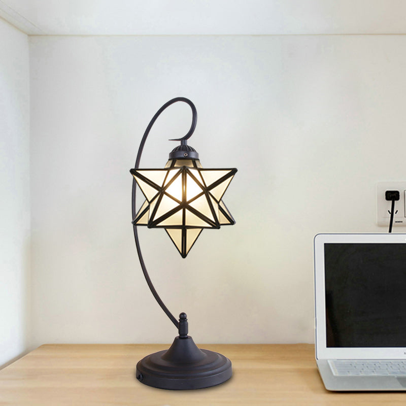 Star Shaped Tiffany Nightstand Lamp With Twisted Arm - Clear/Silver Glass Night Lighting For Coffee