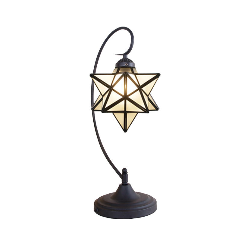 Star Shaped Tiffany Nightstand Lamp With Twisted Arm - Clear/Silver Glass Night Lighting For Coffee