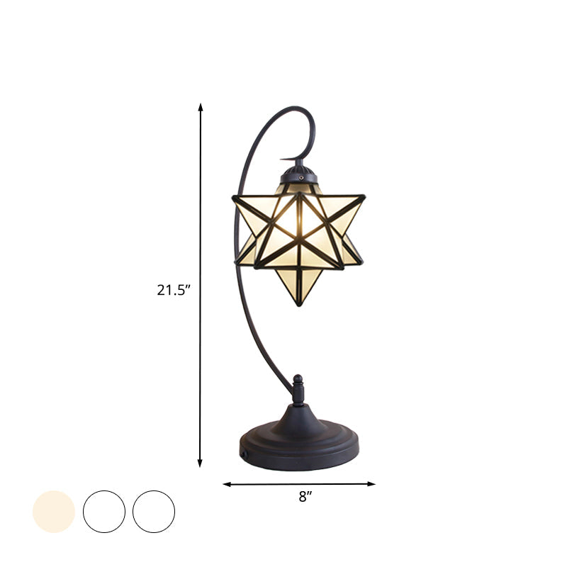 Star Shaped Tiffany Nightstand Lamp With Twisted Arm - Clear/Silver Glass Night Lighting For Coffee