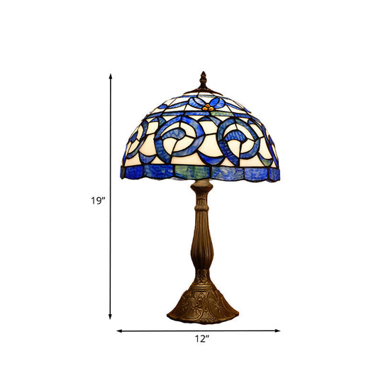 Tiffany Bronze Table Lamp With Stained Glass Shade - Bedroom Nightstand Lighting