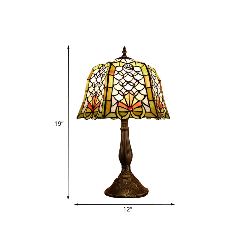 Bronze Stained Glass Nightstand Lamp With Fishscale Pattern - Stylish And Elegant Table Light