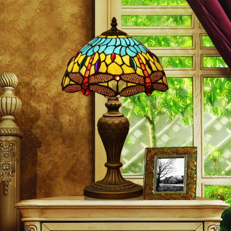 Victorian Stained Glass Dragonfly Patterned Night Light