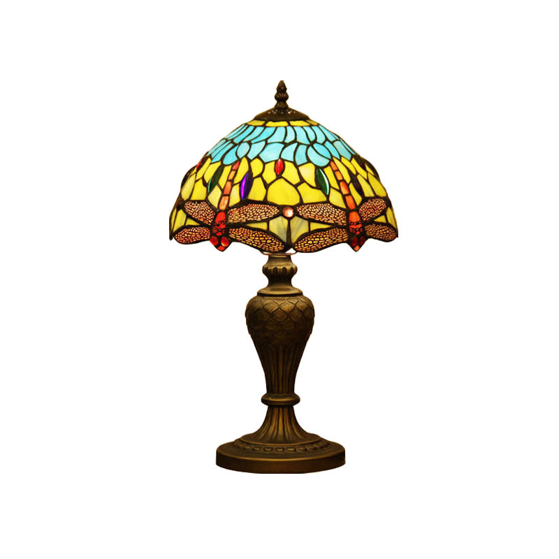 Victorian Stained Glass Dragonfly Patterned Night Light