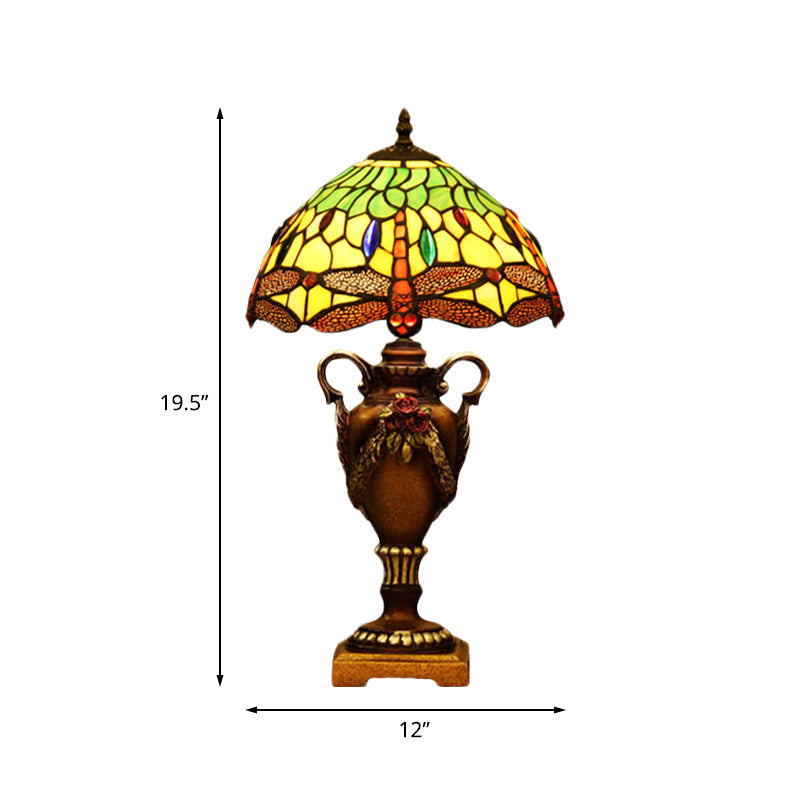 Giennah - Victorian Bowl Shape Desk Light - Stained Art Glass Trophy Lamp