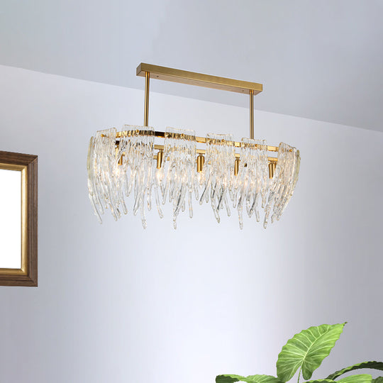 Postmodern Crystal Island Pendant Light Gold - 5-Light Dining Room Down Lighting