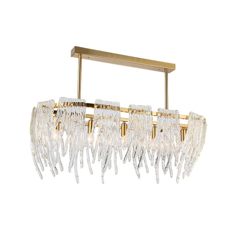 Postmodern Crystal Island Pendant Light Gold - 5-Light Dining Room Down Lighting