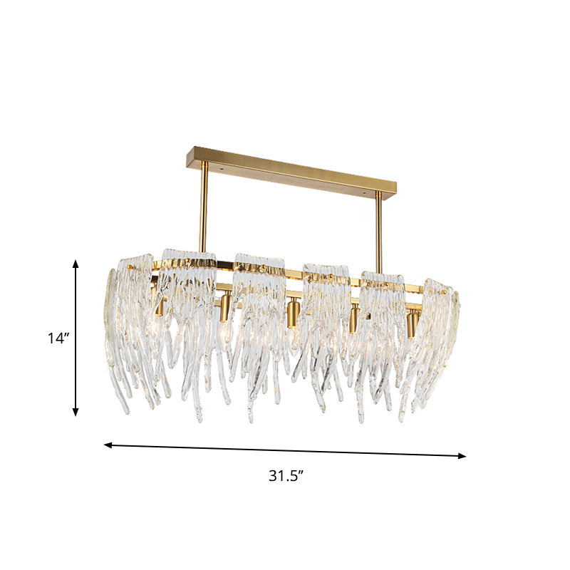 Postmodern Crystal Island Pendant Light Gold - 5-Light Dining Room Down Lighting