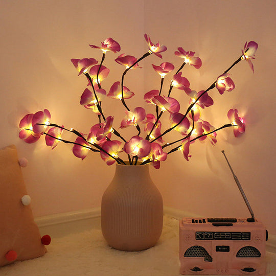 White/Purple And Pink Led Moth Orchid Table Light For Bedroom - Decorative Nightstand Lighting