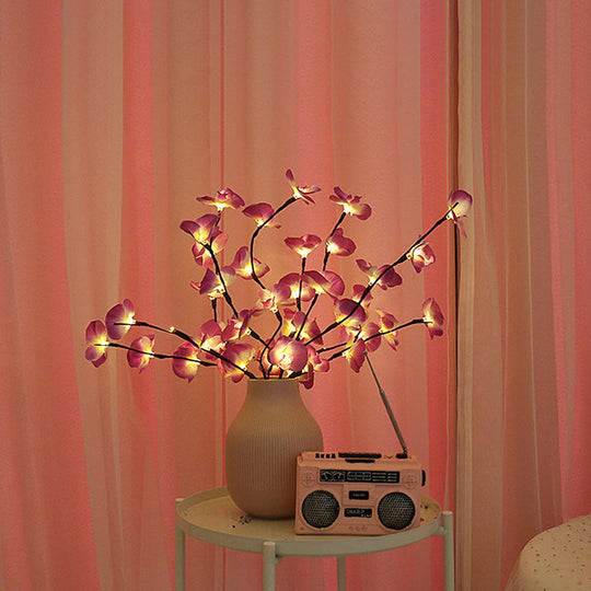 White/Purple And Pink Led Moth Orchid Table Light For Bedroom - Decorative Nightstand Lighting