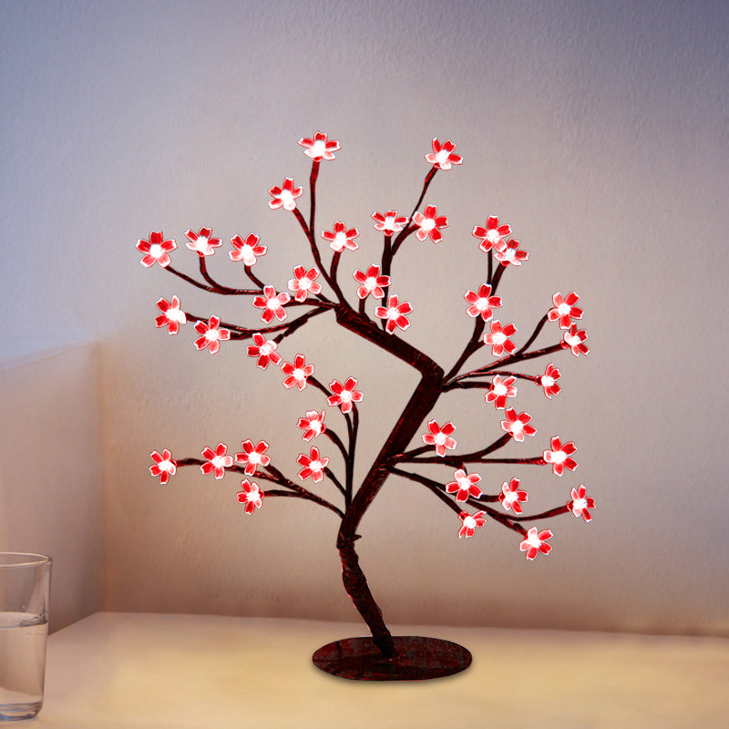 Art Deco Led Cherry Blossom Lamp: Elegant Nightstand Light For Café Clear