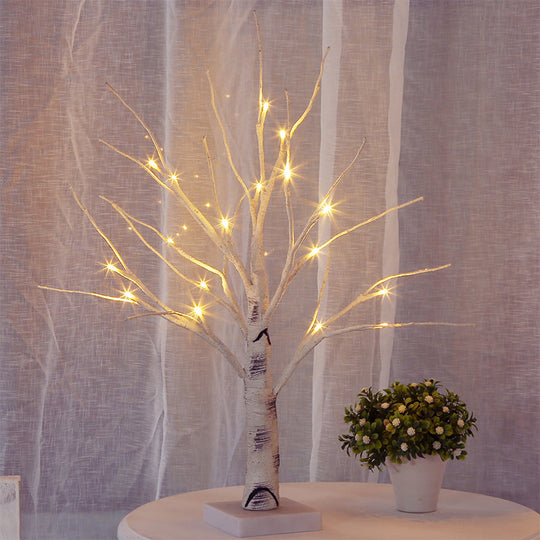 Nashira - Plastic Birch Desk Lamp: Decorative LED White Night Table Lighting