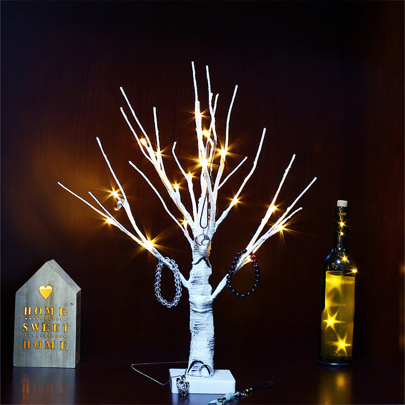 Nashira - Plastic Birch Desk Lamp: Decorative LED White Night Table Lighting