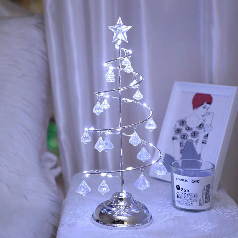 Modern Led Crystal Desk Lamp: Silver/Gold Christmas Tree Design For Bedroom Silver