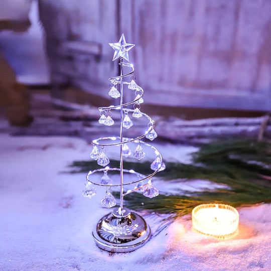 Modern Led Crystal Desk Lamp: Silver/Gold Christmas Tree Design For Bedroom