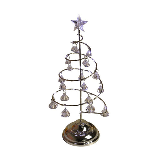 Modern Led Crystal Desk Lamp: Silver/Gold Christmas Tree Design For Bedroom