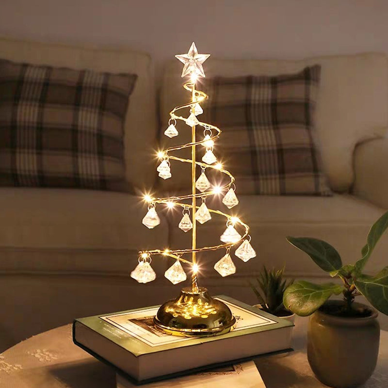 Modern Led Crystal Desk Lamp: Silver/Gold Christmas Tree Design For Bedroom