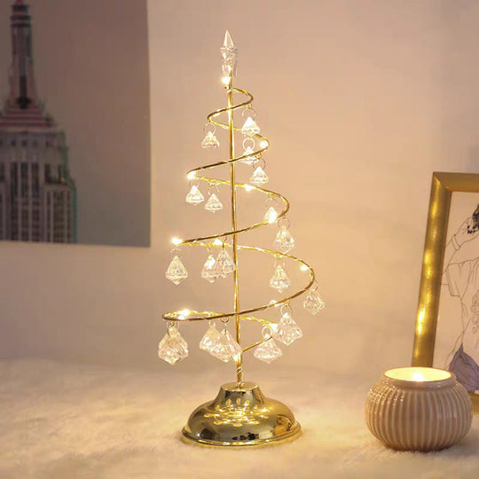 Modern Led Crystal Desk Lamp: Silver/Gold Christmas Tree Design For Bedroom