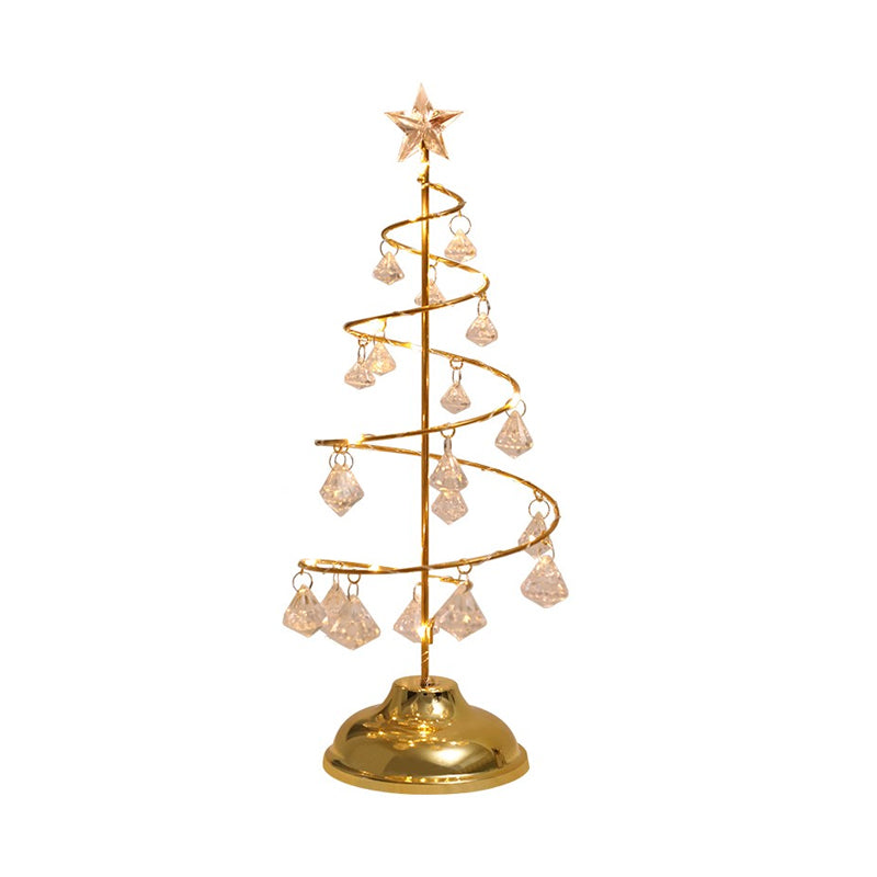 Modern Led Crystal Desk Lamp: Silver/Gold Christmas Tree Design For Bedroom