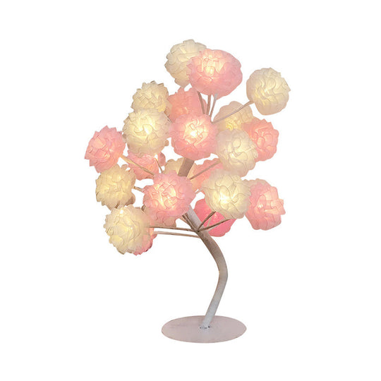 Art Deco Led Nightstand Lamp: Floral Night Light With Branching Design - White/Pink/Blue For Living