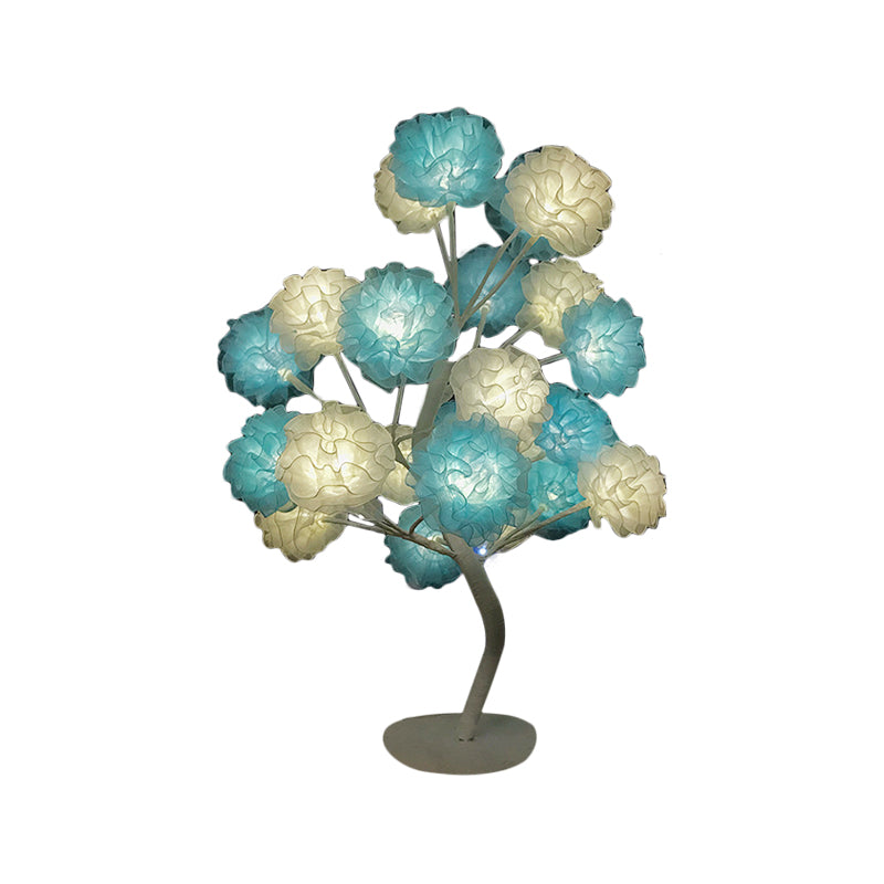 Art Deco Led Nightstand Lamp: Floral Night Light With Branching Design - White/Pink/Blue For Living