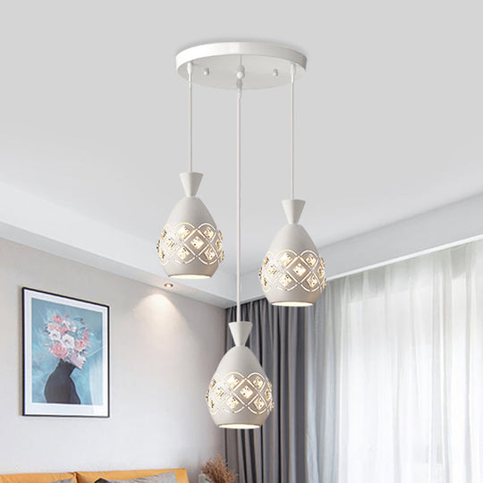 Waterdrop Crystal Pendant with Modern Multi-Light Design for Dining Room Suspension - White