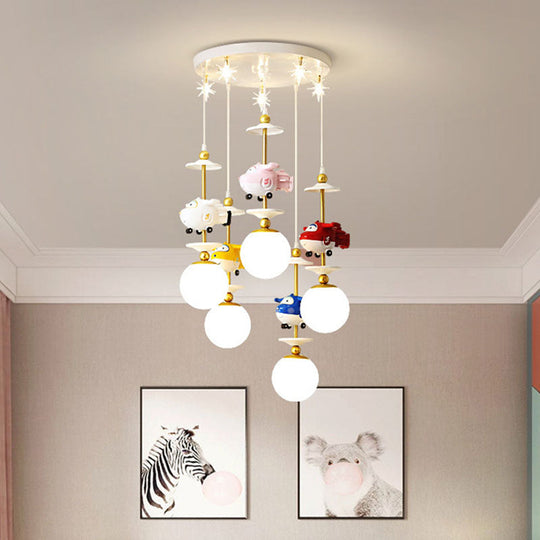 Gold Metal Kids Bedroom Pendant Light - Plane Multi Suspension Lamp (3/5 Lights)