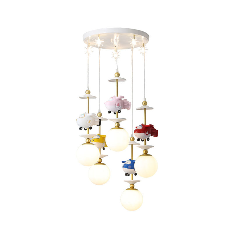 Gold Metal Kids Bedroom Pendant Light - Plane Multi Suspension Lamp (3/5 Lights)