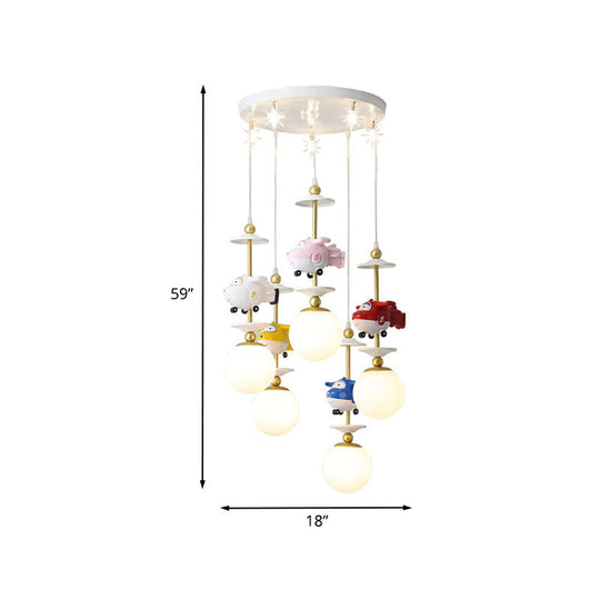 Gold Metal Kids Bedroom Pendant Light - Plane Multi Suspension Lamp (3/5 Lights)