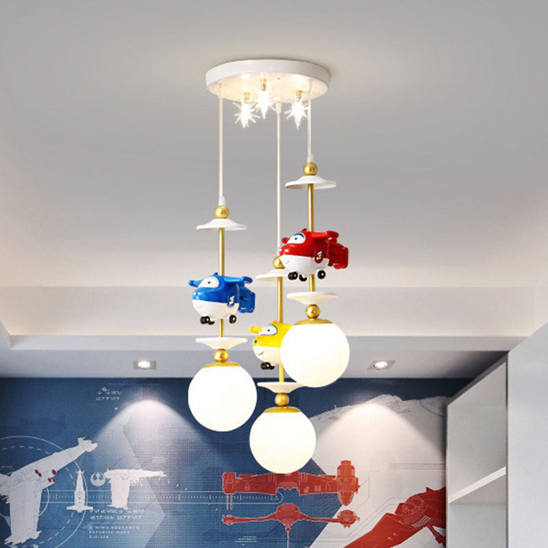 Gold Metal Kids Bedroom Pendant Light - Plane Multi Suspension Lamp (3/5 Lights)