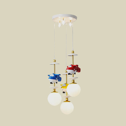 Gold Metal Kids Bedroom Pendant Light - Plane Multi Suspension Lamp (3/5 Lights)