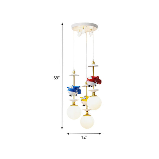 Gold Metal Kids Bedroom Pendant Light - Plane Multi Suspension Lamp (3/5 Lights)