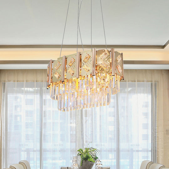 Gold Beveled Crystal Prisms Tiered Chandelier - Modern 10-Light Ceiling Pendant