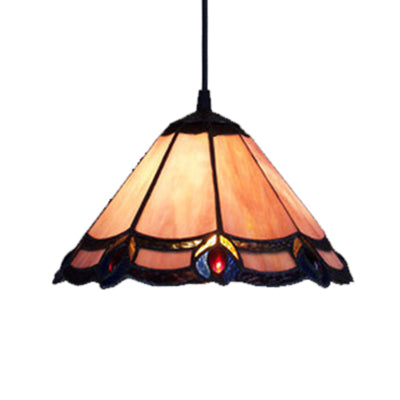 Loft Tiffany Purple Glass Cone Suspension Pendant Light for Living Room