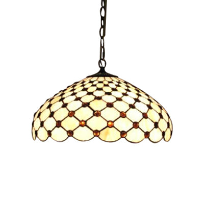 Tiffany Stained Glass Pendant Lamp with Jeweled Design - 2 Lights, Ideal for Dining Room