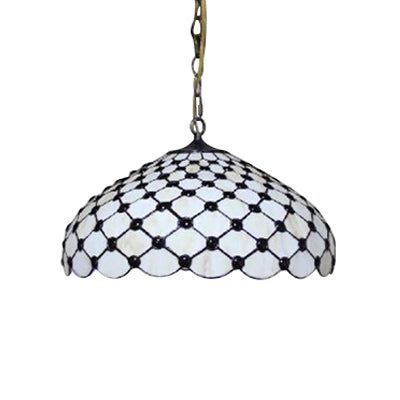 Tiffany Stained Glass Pendant Lamp with Jeweled Design - 2 Lights, Ideal for Dining Room