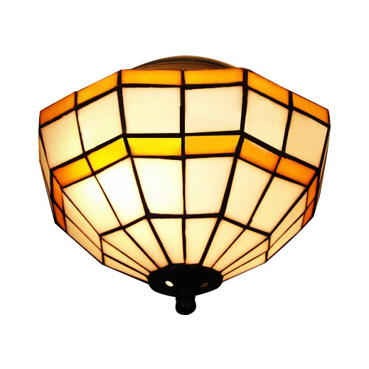 Tiffany Style Mission Ceiling Light: Stained Glass Semi Flush Mount with Geometric Shade