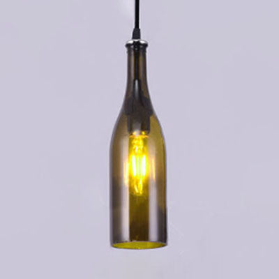 Farmhouse Bottle Glass Pendant Ceiling Light Fixture - Brown/Yellow, 1 Bulb