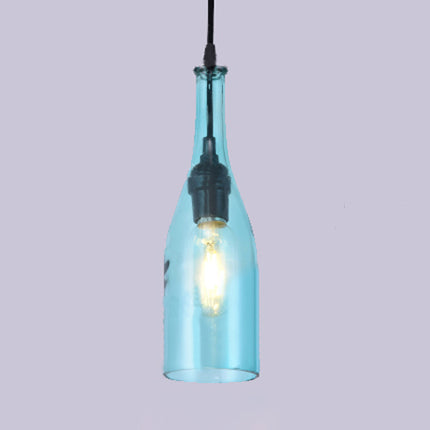 Farmhouse Bottle Glass Pendant Ceiling Light Fixture - Brown/Yellow, 1 Bulb