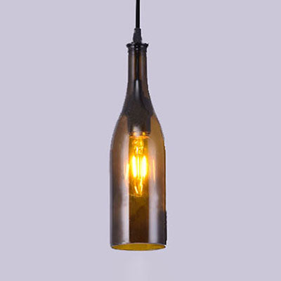 Farmhouse Bottle Glass Pendant Ceiling Light Fixture - Brown/Yellow, 1 Bulb