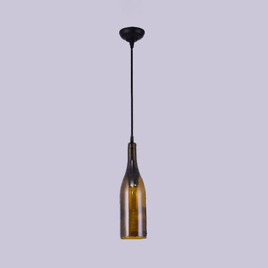 Farmhouse Bottle Glass Pendant Ceiling Light Fixture - Brown/Yellow, 1 Bulb