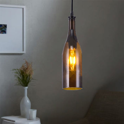 Farmhouse Bottle Glass Pendant Ceiling Light Fixture - Brown/Yellow, 1 Bulb