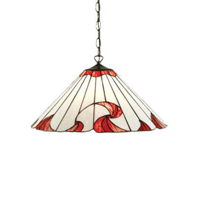 Tiffany-Style Stained Glass Pendant Light: Handcrafted Red Cone Design